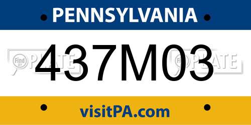 437M03 Pennsylvania License Plate