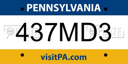 437MD3 Pennsylvania License Plate