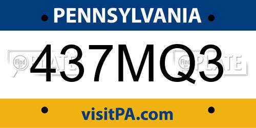 437MQ3 Pennsylvania License Plate