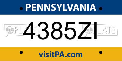 4385ZI Pennsylvania License Plate