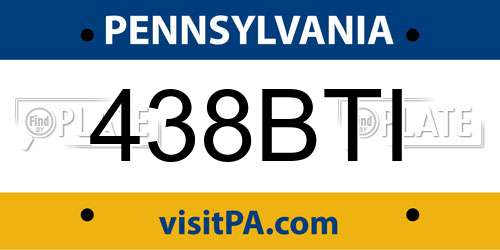 438BTI Pennsylvania License Plate