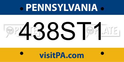 438ST1 Pennsylvania License Plate