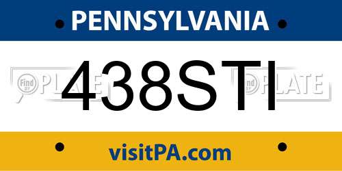 438STI Pennsylvania License Plate