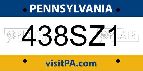 438SZ1 Pennsylvania License Plate