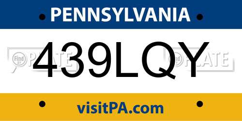 439LQY Pennsylvania License Plate
