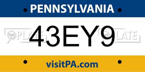 43EY9 Pennsylvania License Plate