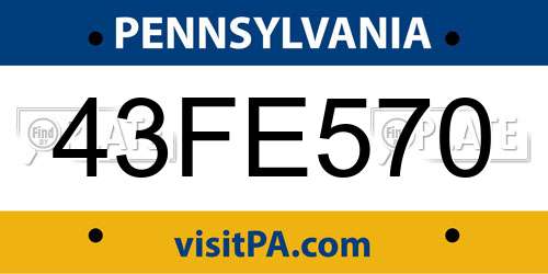 43FE570 Pennsylvania License Plate