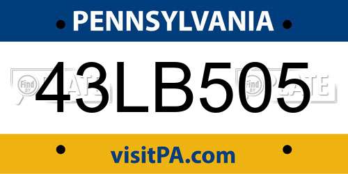 43LB505 Pennsylvania License Plate