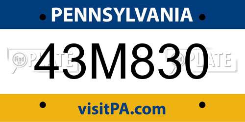 43M830 Pennsylvania License Plate