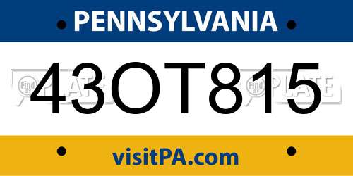 43OT815 Pennsylvania License Plate