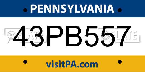 43PB557 Pennsylvania License Plate