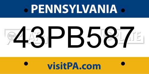 43PB587 Pennsylvania License Plate