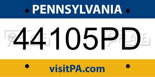 44105PD Pennsylvania License Plate