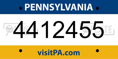 4412455 Pennsylvania License Plate