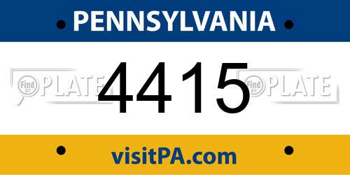 4415 Pennsylvania License Plate