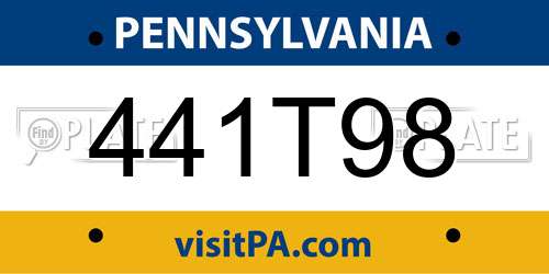 441T98 Pennsylvania License Plate