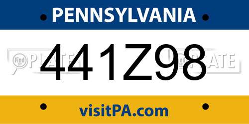 441Z98 Pennsylvania License Plate