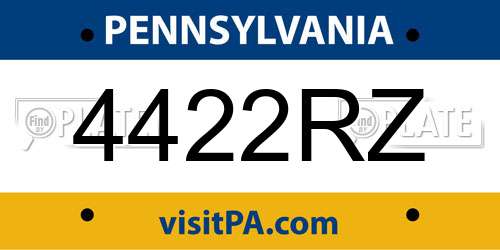 4422RZ Pennsylvania License Plate