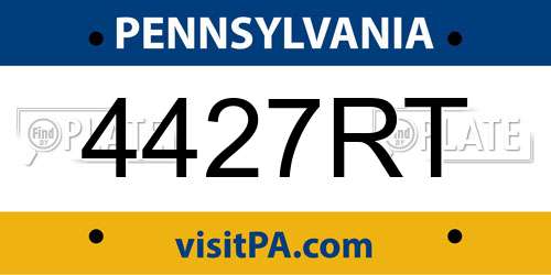 4427RT Pennsylvania License Plate