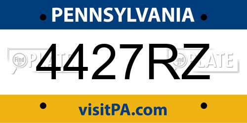 4427RZ Pennsylvania License Plate