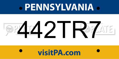 442TR7 Pennsylvania License Plate
