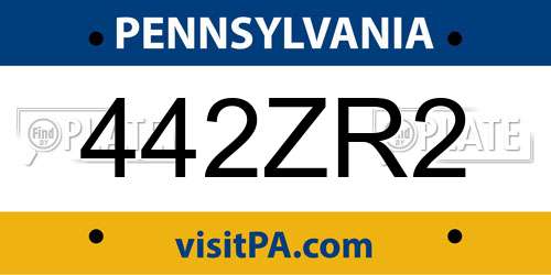442ZR2 Pennsylvania License Plate