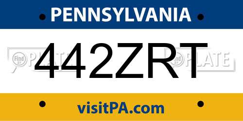 442ZRT Pennsylvania License Plate