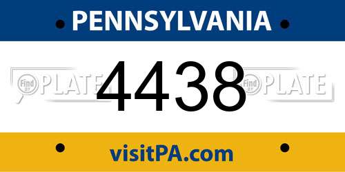 4438 Pennsylvania License Plate
