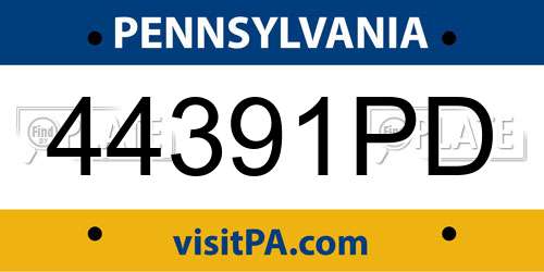 44391PD Pennsylvania License Plate