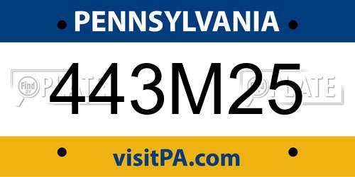 443M25 Pennsylvania License Plate