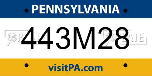 443M28 Pennsylvania License Plate