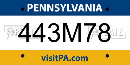 443M78 Pennsylvania License Plate