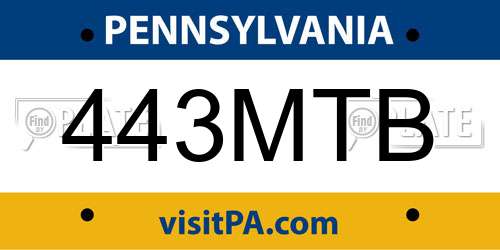 443MTB Pennsylvania License Plate