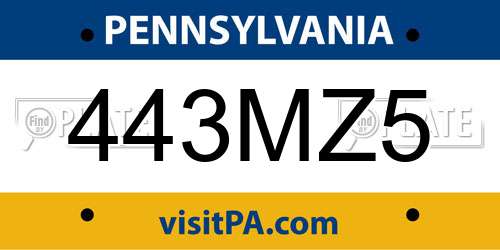 443MZ5 Pennsylvania License Plate