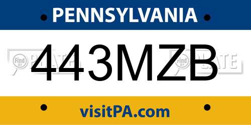 443MZB Pennsylvania License Plate