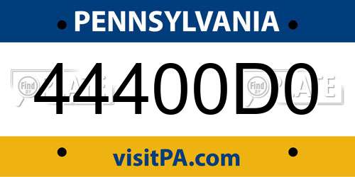 44400D0 Pennsylvania License Plate