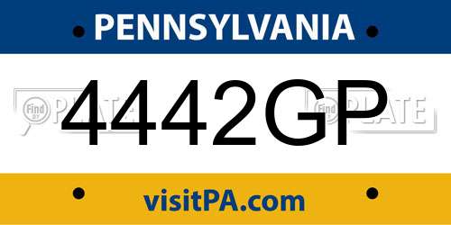 4442GP Pennsylvania License Plate
