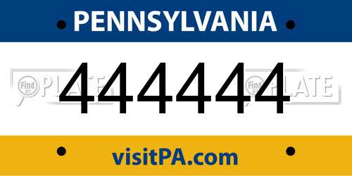 444444 Pennsylvania License Plate