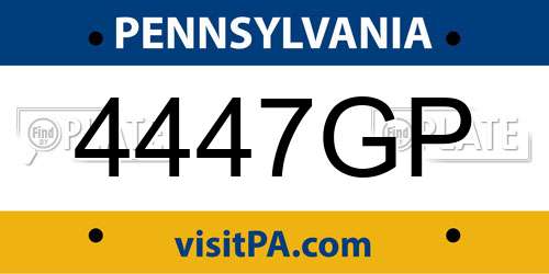 4447GP Pennsylvania License Plate