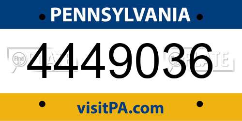4449036 Pennsylvania License Plate