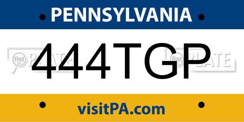 444TGP Pennsylvania License Plate
