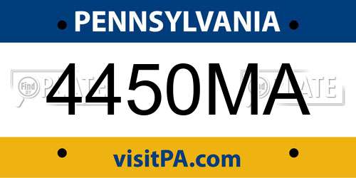 4450MA Pennsylvania License Plate