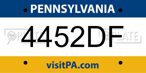 4452DF Pennsylvania License Plate
