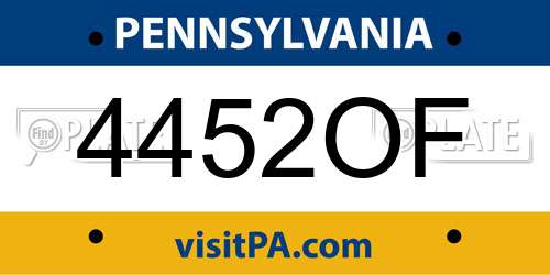 4452OF Pennsylvania License Plate