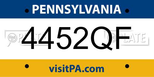 4452QF Pennsylvania License Plate