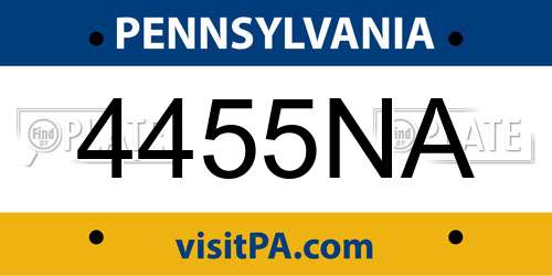 4455NA Pennsylvania License Plate
