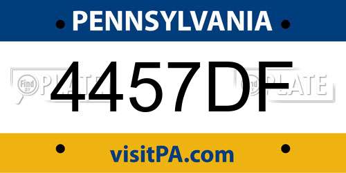 4457DF Pennsylvania License Plate