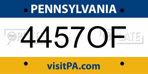 4457OF Pennsylvania License Plate