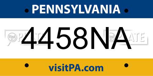 4458NA Pennsylvania License Plate