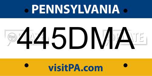 445DMA Pennsylvania License Plate